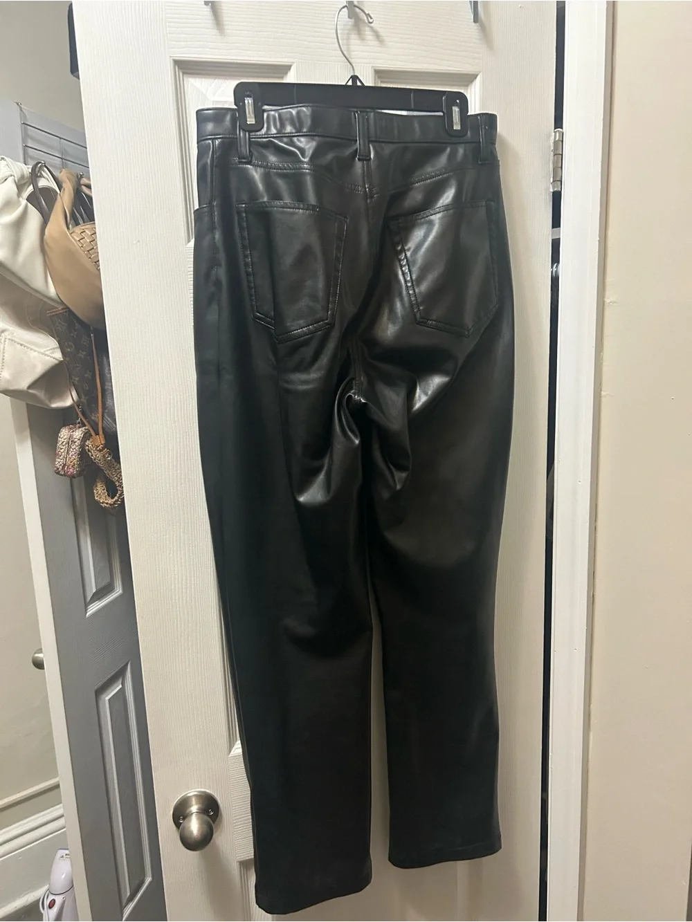 Abercrombie & Fitch Black Vegan Leather Straight Leg Pants